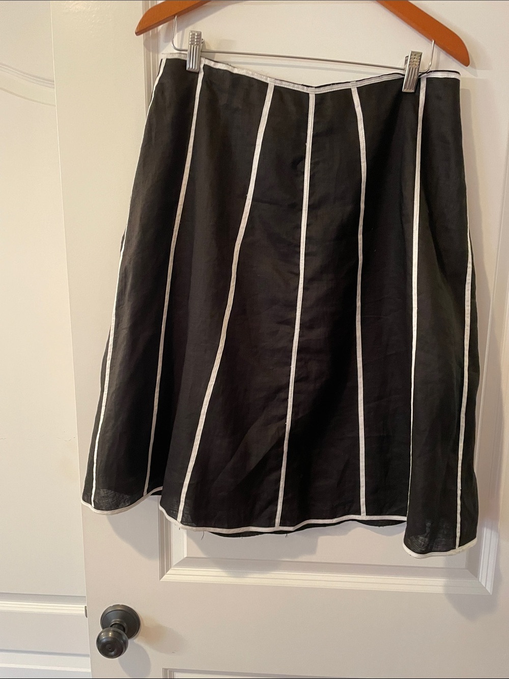 Anne Carson Black Skirt with White Vertical Trim